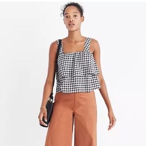 Madewell tiered gingham cropped tank